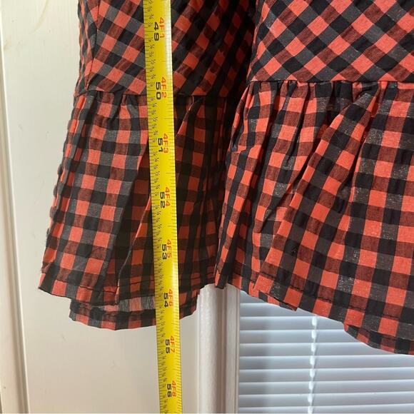 Ganni Smocked Gingham Midi Dress Orange and Black Sleeveless Dress NWT - Picture 15 of 16